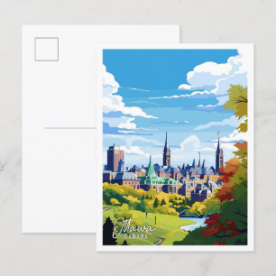 Cartão Postal Ottawa Canada Vintage art viagem ilustração
