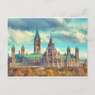 Cartão Postal Ottawa Parlamento Hill Ontario Canadá Art