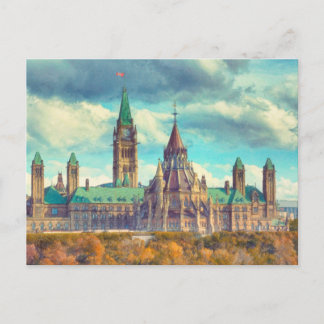 Cartão Postal Ottawa Parlamento Hill Ontario Canada Art Postcard