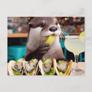 Cartão Postal Otter com Tacos do Sistema e Margarita