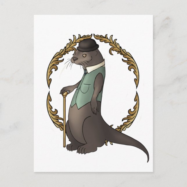 Cartão Postal Otter em um Waistcoat e Bowler Hat (Frente)