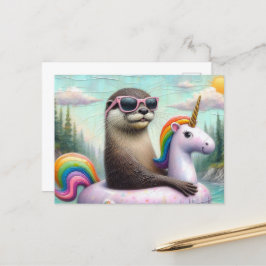 Cartão Postal Otter em uma Inundação Unicórn