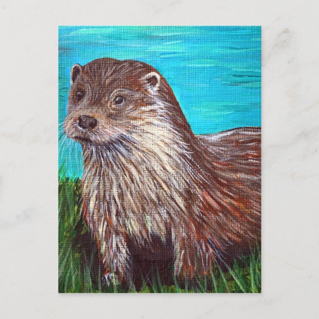 Cartão Postal Otter por pintura de um rio (Frente)