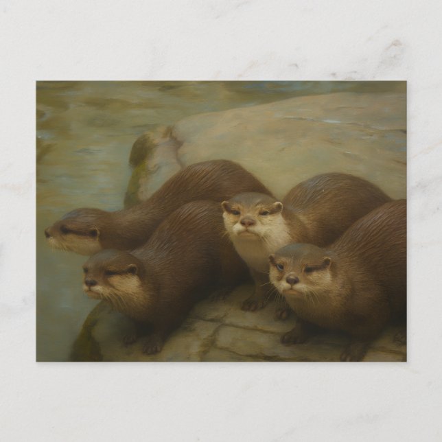 Cartão Postal Otter Quartet - Impressão de Arte sobre a Vida Sel (Frente)