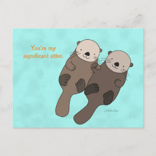 Cartão Postal Otter Segurando Mãos Cartaz Cartão-postal Casal-