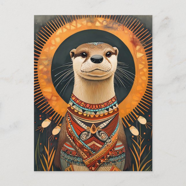 Cartão Postal Otter Totem – Playful Deco Spirit (Frente)