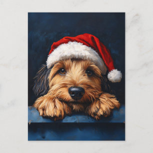 Cartão Postal Otterhound Em Um Chapéu De Papai Noel