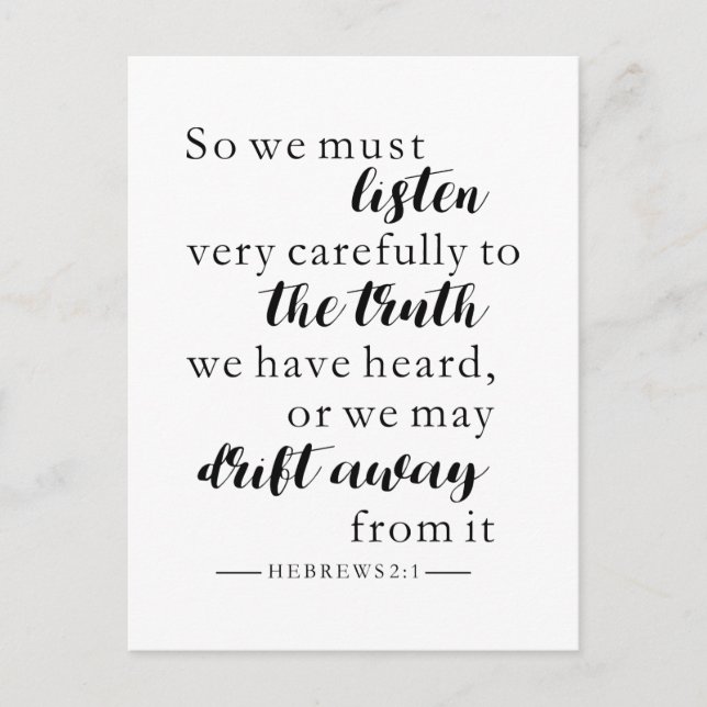 Cartão Postal ouça a verdade hebrews christian (Frente)