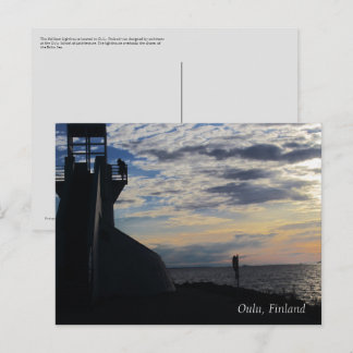 Cartão Postal Oulu Finlândia: Postcard do Farol da Praia de Nall