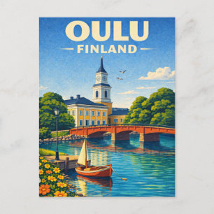 Cartão Postal Oulu Finlândia Viagens Antigas Escandinavas
