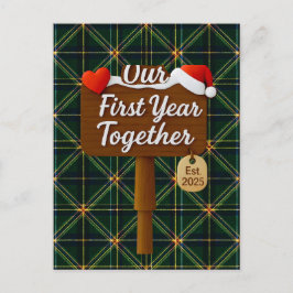 Cartão Postal Our First Year Together 2025 Wooden Sign