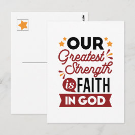 Cartão Postal Our Greatest Strength Is Faith in God Quote