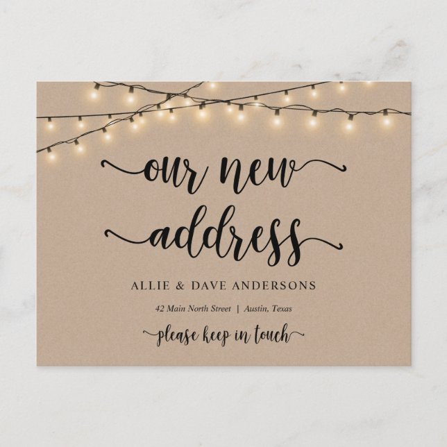 Cartão Postal Our New Home Address, Moving Announcement, Kraft (Frente)