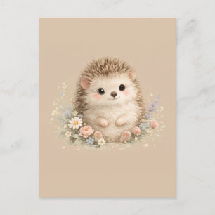 Cartão Postal ouriço europeu adorável jardim 