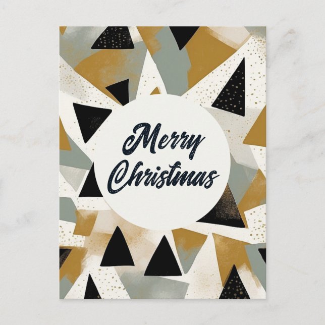 Cartão Postal Ouro Árvore de Férias Negra Saudação de Natal Feli (Frente)