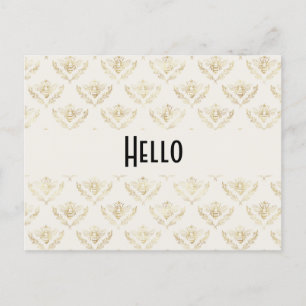 Cartão Postal Ouro Bumble Bee Pattern Hello