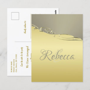 Cartão Postal Ouro de luxo decorativo em ouro e prata