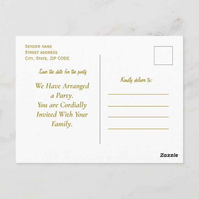 Cartão Postal Ouro de luxo decorativo em ouro e prata, monograma (Verso)