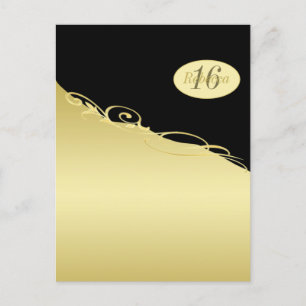 Cartão Postal Ouro de luxo decorativo em ouro e preto, Monograma