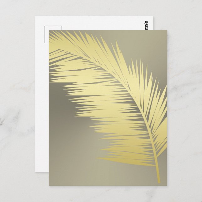 Cartão Postal Ouro de Palmeiras tropicais (Frente/Verso)