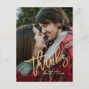 Cartão Postal Ouro Elegante Obrigado