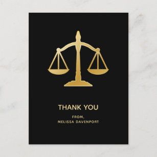 Cartão Postal Ouro Escalas do Tema da Lei de Justiça Obrigado
