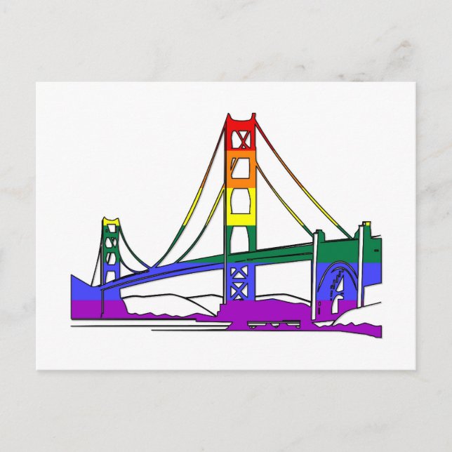 Cartão Postal Ouro Gate Bridge Rainbow Pride (Frente)