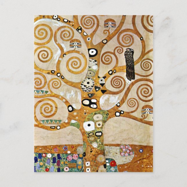 Cartão Postal Ouro Gustav Klimt Tree of Life with Bird (Frente)