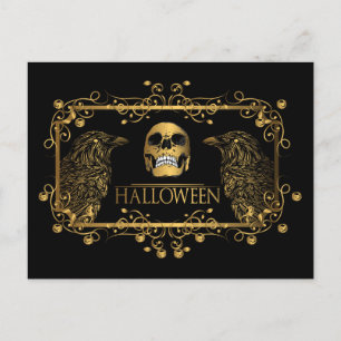 Cartão Postal Ouro Halloween Ravens