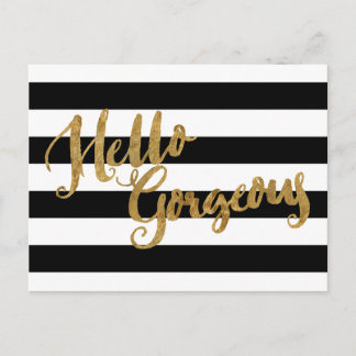 Cartão Postal Ouro Hello Gorgeous Stripes
