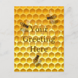 Cartão Postal Ouro Honeycomb com abelhas Personalizada