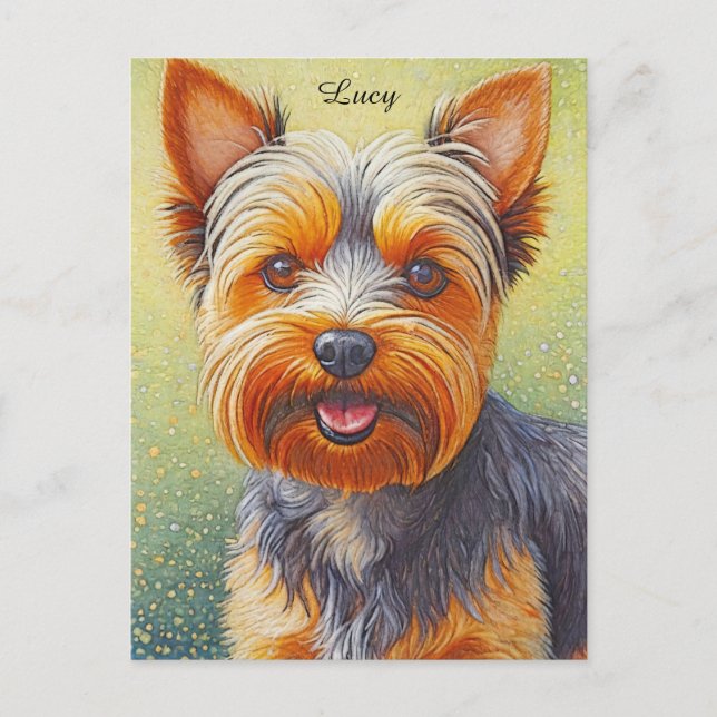 Cartão Postal Ouro Hued Yorkshire Terrier Radiant Dog Portrait (Frente)