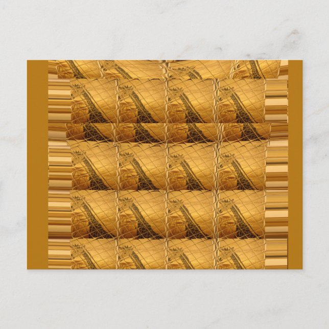 Cartão Postal Ouro Infinito Girafa Animal Motif Art Impressão (Frente)