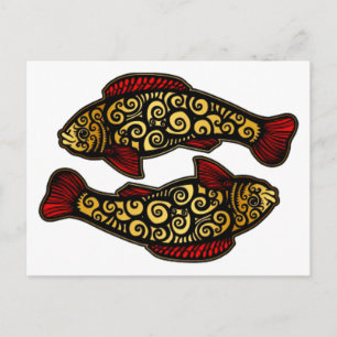 Cartão Postal Ouro Koi