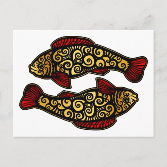 Cartão Postal Ouro Koi (Frente)