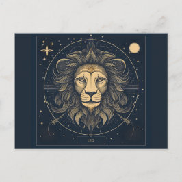 Cartão Postal Ouro Leo Zodiac Astrologia