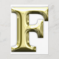 Ouro - Letra F alfabeto Dourado brilhante