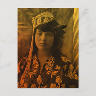 Cartão Postal Ouro Magrebe Judia Tunisina Djerba Girl Female