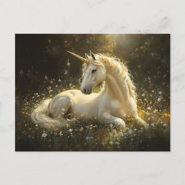 Cartão Postal Ouro Meadow Unicorn (Frente)