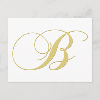 Cartão Postal Ouro Monograma - Letra B