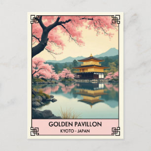 Cartão Postal Ouro Pavilhão do Japão, Vintage Kyoto Viagem