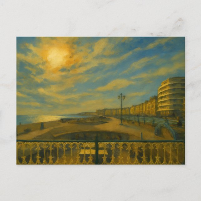 Cartão Postal Ouro Promenade - Brighton Seafront Sunset (Frente)
