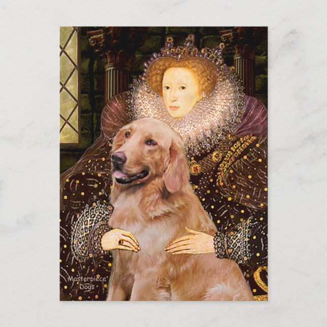 Cartão Postal Ouro Retriever #1 - Rainha Elizabeth I (Frente)