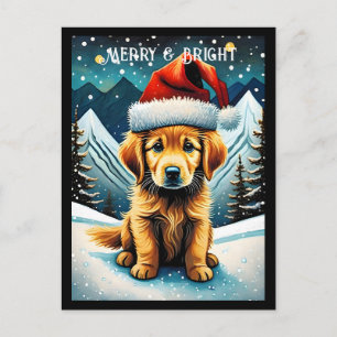 Cartão Postal Ouro Retriever Snowy Mountain Papais noeis