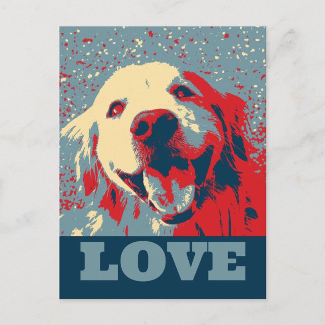 Cartão Postal Ouro Retriever Stylized Love (Frente)