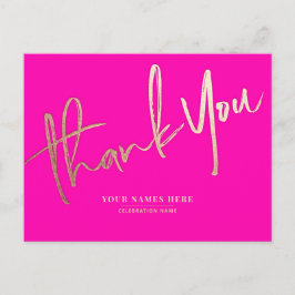 Cartão Postal Ouro Rosa Obrigado Elegante Universal