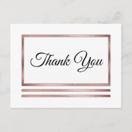 Cartão Postal Ouro Rosa | White Modern Simples Elegante Obrigado