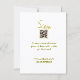 Cartão Postal Ouro Scan QR code glitter elegante calligr simples