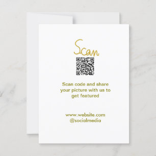 Cartão Postal Ouro Scan QR code glitter elegante calligr simples