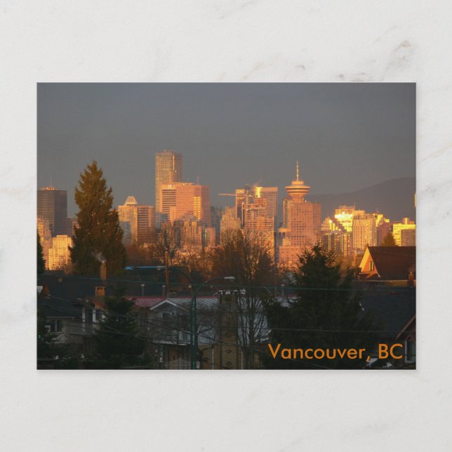 Cartão Postal Ouro Skyline, Vancouver BC (Frente)